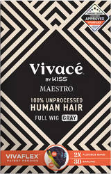 VIVACE BY KISS MAESTRO FULL GRAY WIG 100% UNPROCESSED HUMAN HAIR HH TORINO