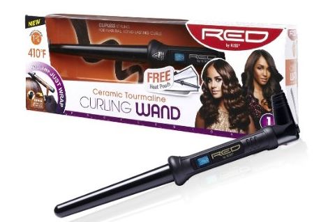 RED BY KISS CERAMIC TOURMALINE CURLING WAND 1 1/2" - Textured Tech